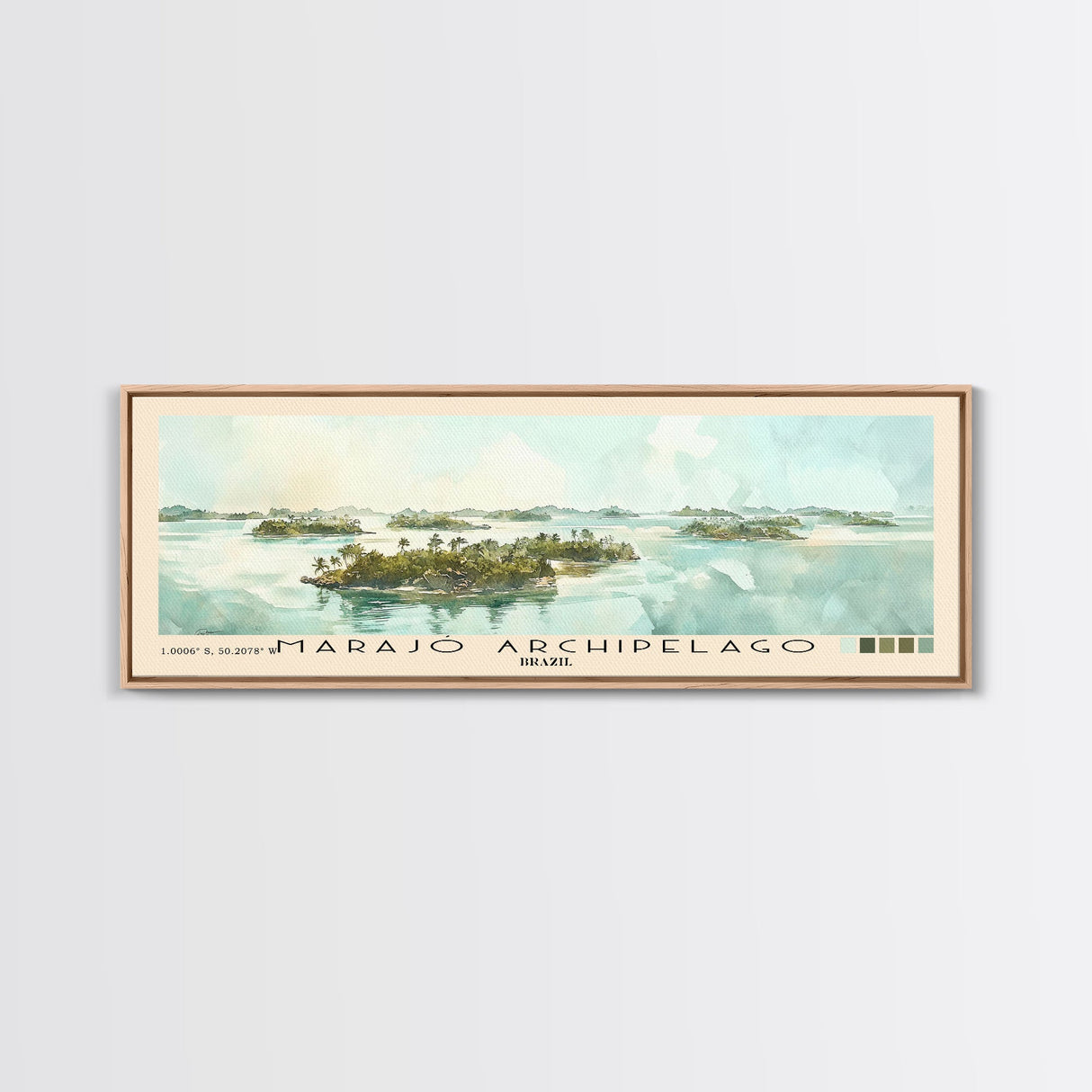 Marajó Archipelago, Brazil Watercolor Print, Vacation Gift, Brazil Wall Art, Beach Painting, Beach Decor, Large Wall Art, Wood Frame Art
