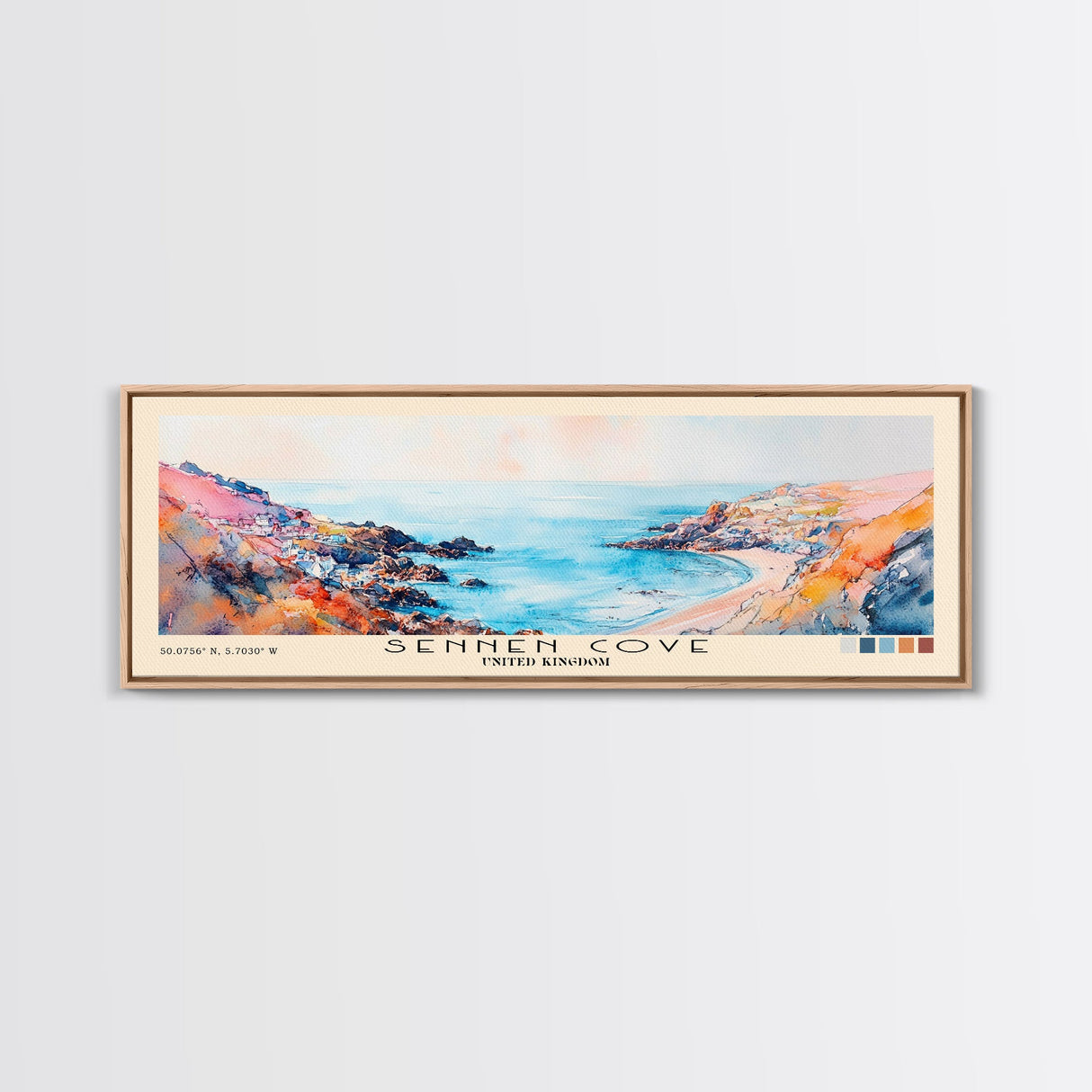 Sennen Cove, United Kingdom Watercolor Beach Print, Vacation Gift, United Kingdom Wall Art, Beach Painting, Beach Decor, Beach Painting