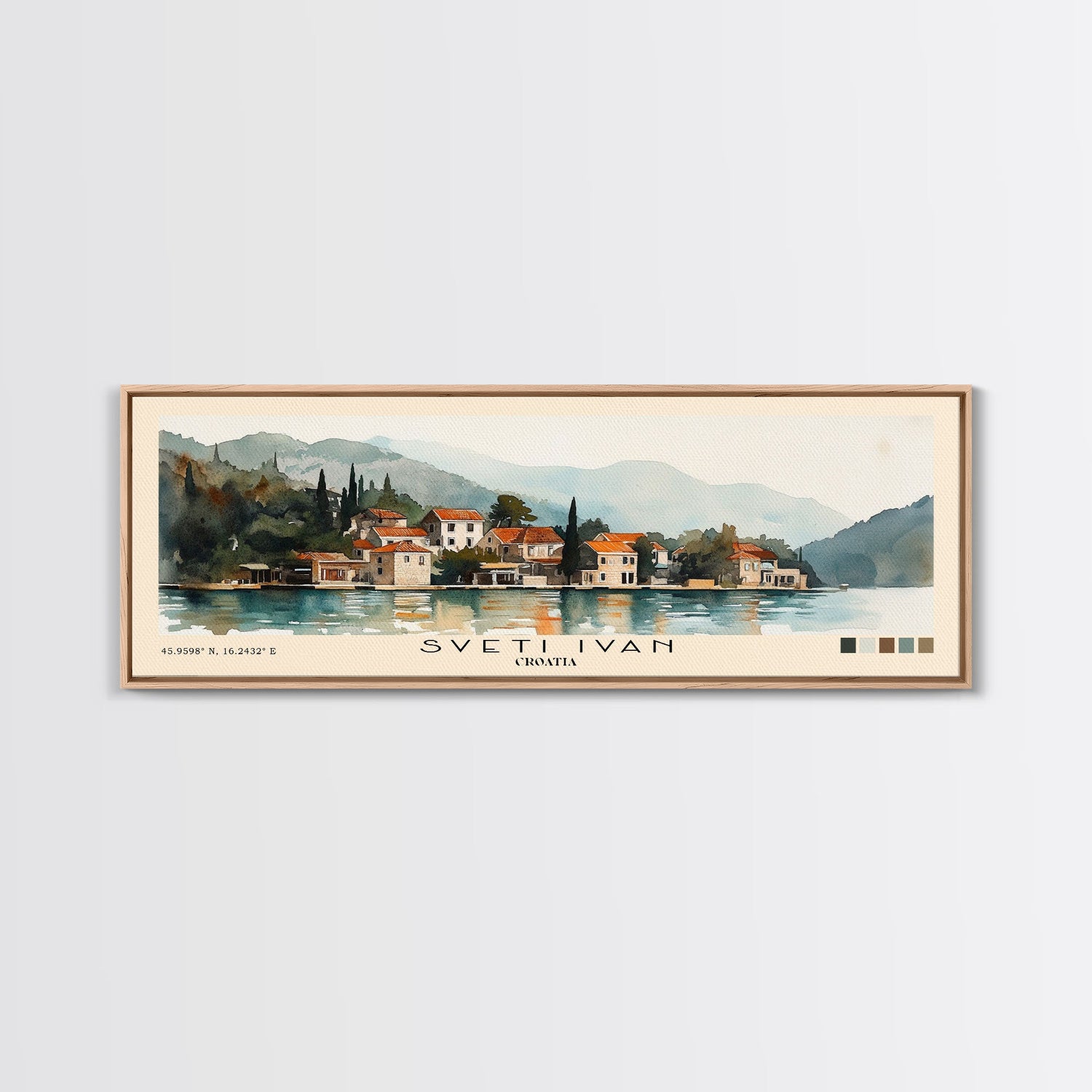 Sveti Ivan , Croatia Watercolor Beach Print, Vacation Gift, Croatia Wall Art, Framed Canvas Print, Framed Beach Painting
