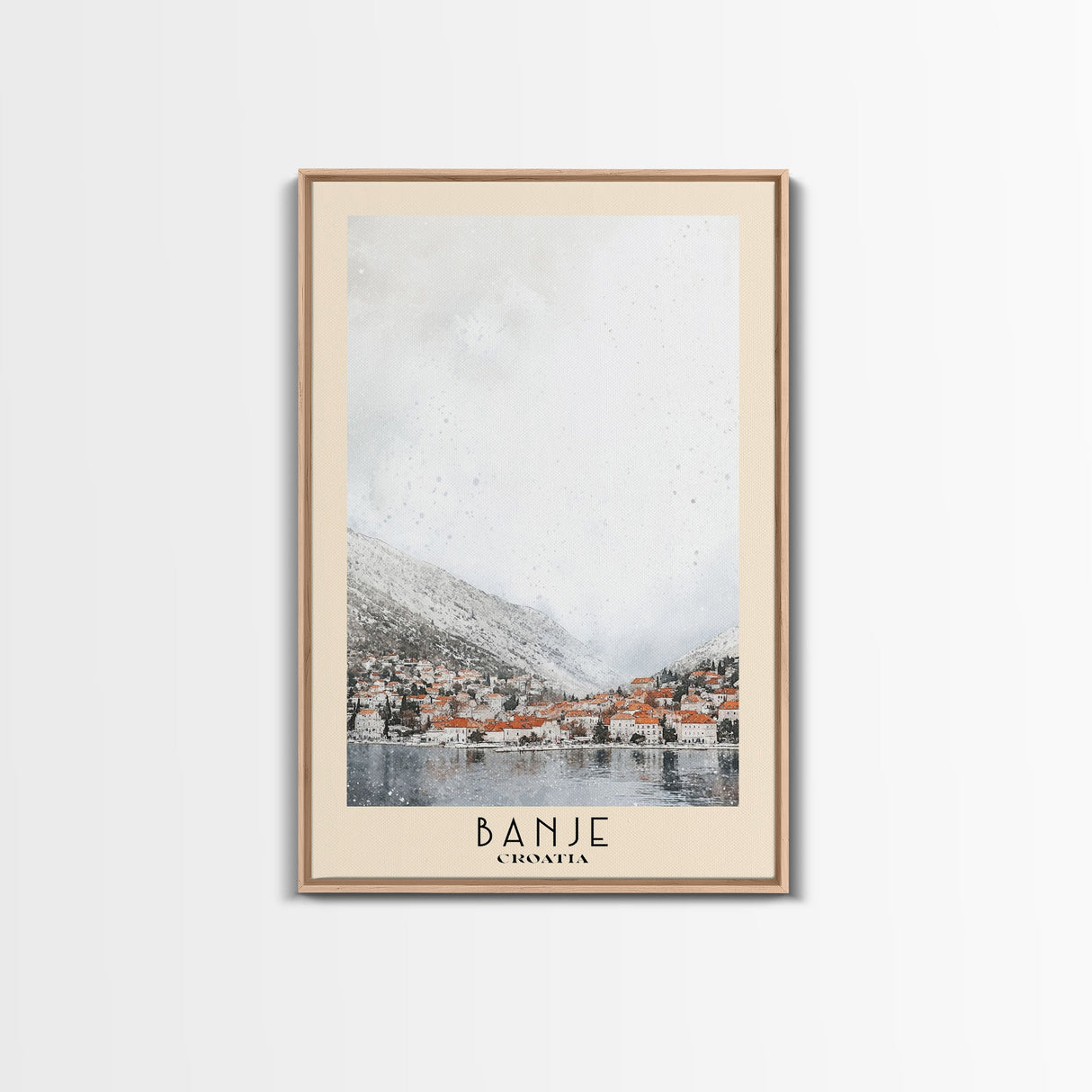 Banje, Croatia Watercolor Print, Vacation Gift, Croatia Wall Art, Beach Painting, Beach Decor, Large Wall Art, Wood Frame Art