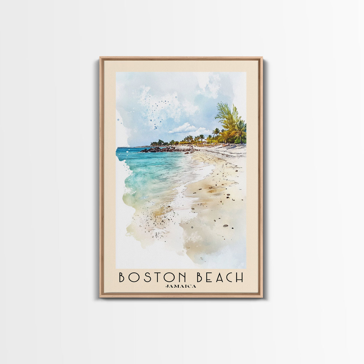Boston Beach, Jamaica Watercolor Beach Print, Vacation Gift, Jamaica Wall Art, Beach Painting, Beach Decor, Beach Painting