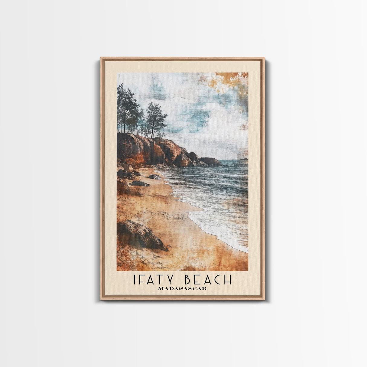 Ifaty Beach, Madagascar Watercolor Print, Vacation Gift, Madagascar Wall Art, Beach Painting, Beach Decor, Large Wall Art, Wood Frame Art