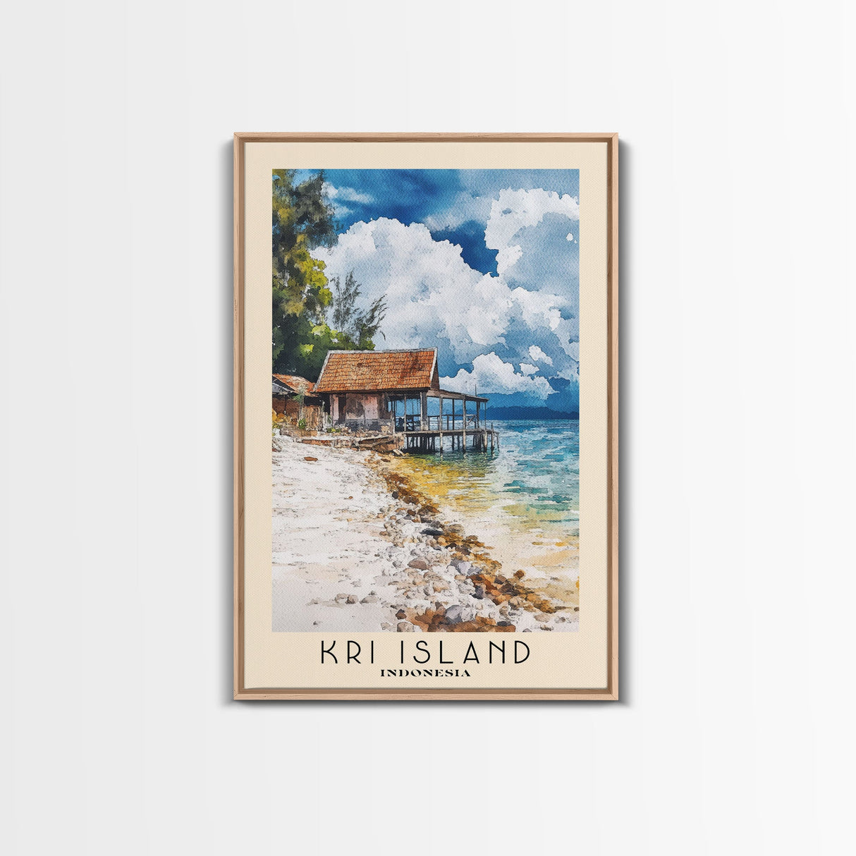 Kri Island, Indonesia Watercolor Beach Print, Vacation Gift, Indonesia Wall Art, Beach Painting, Beach Decor, Beach Painting