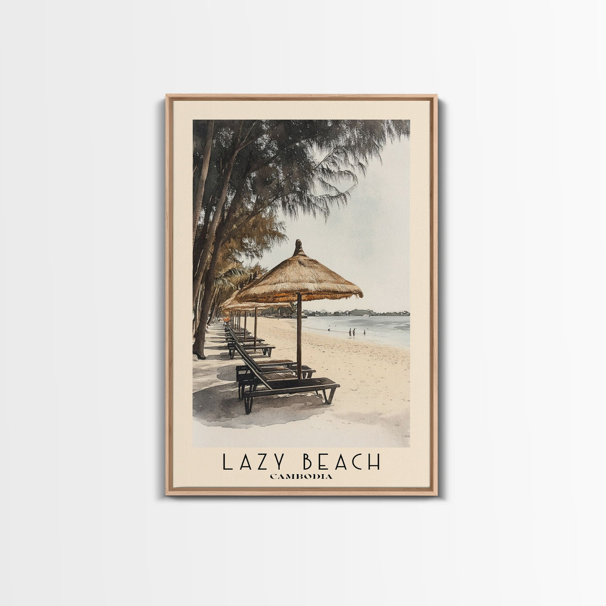Lazy Beach, Cambodia Watercolor Beach Print, Vacation Gift, Cambodia Wall Art, Beach Painting, Beach Decor, Beach Painting