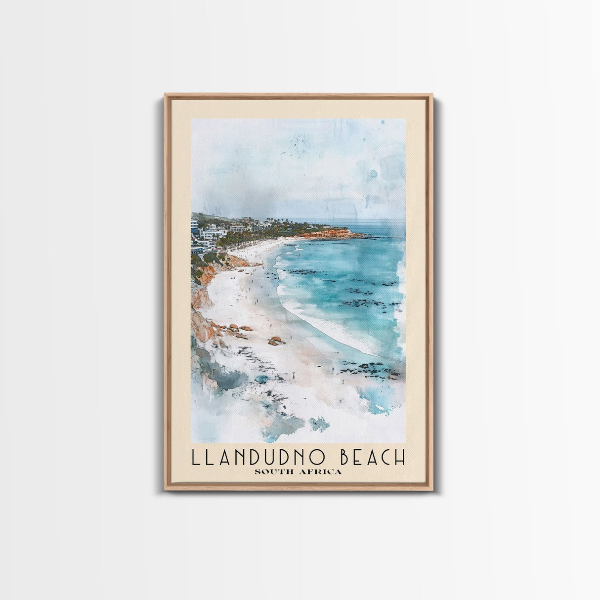 Llandudno Beach, South Africa Watercolor Print, Vacation Gift, South Africa Wall Art, Beach Painting, Beach Decor, Large Wall Art, Wood Frame Art