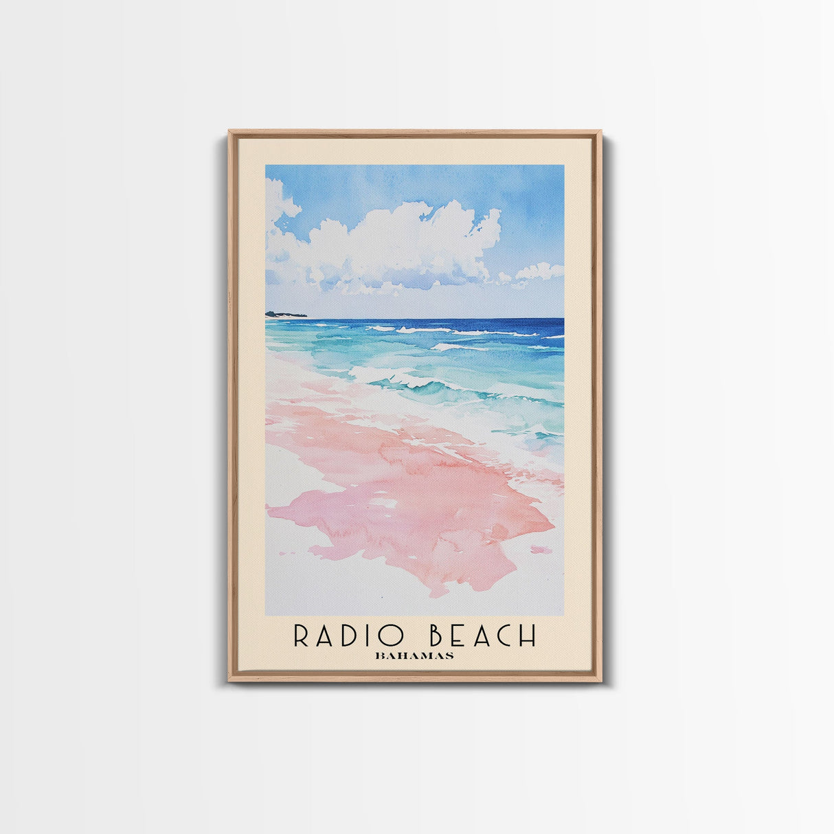 Radio Beach, Bahamas Watercolor Print, Vacation Gift, Bahamas Wall Art, Beach Painting, Beach Decor, Large Wall Art, Wood Frame Art