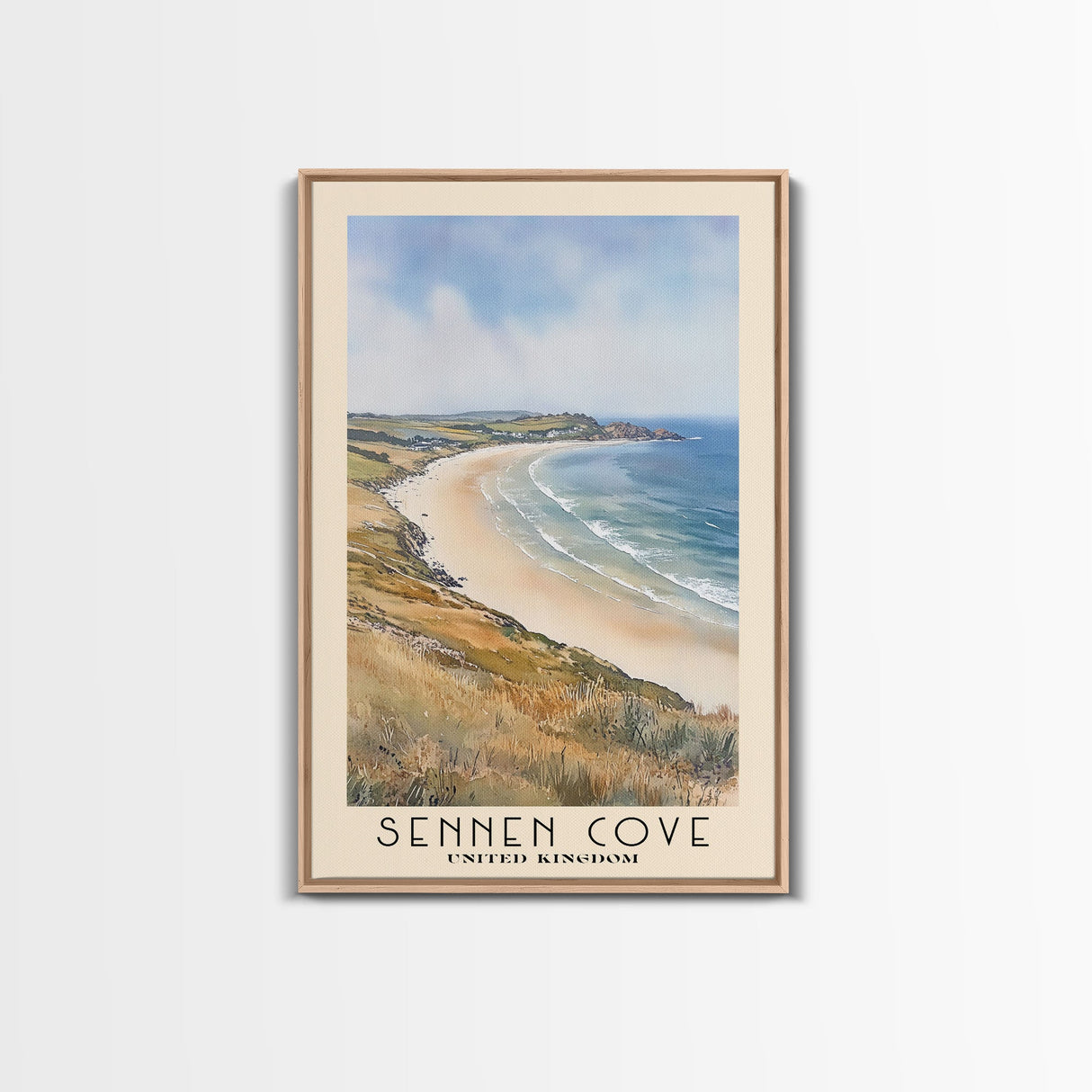 Sennen Cove, United Kingdom Watercolor Beach Print, Vacation Gift, United Kingdom Wall Art, Beach Painting, Beach Decor, Beach Painting