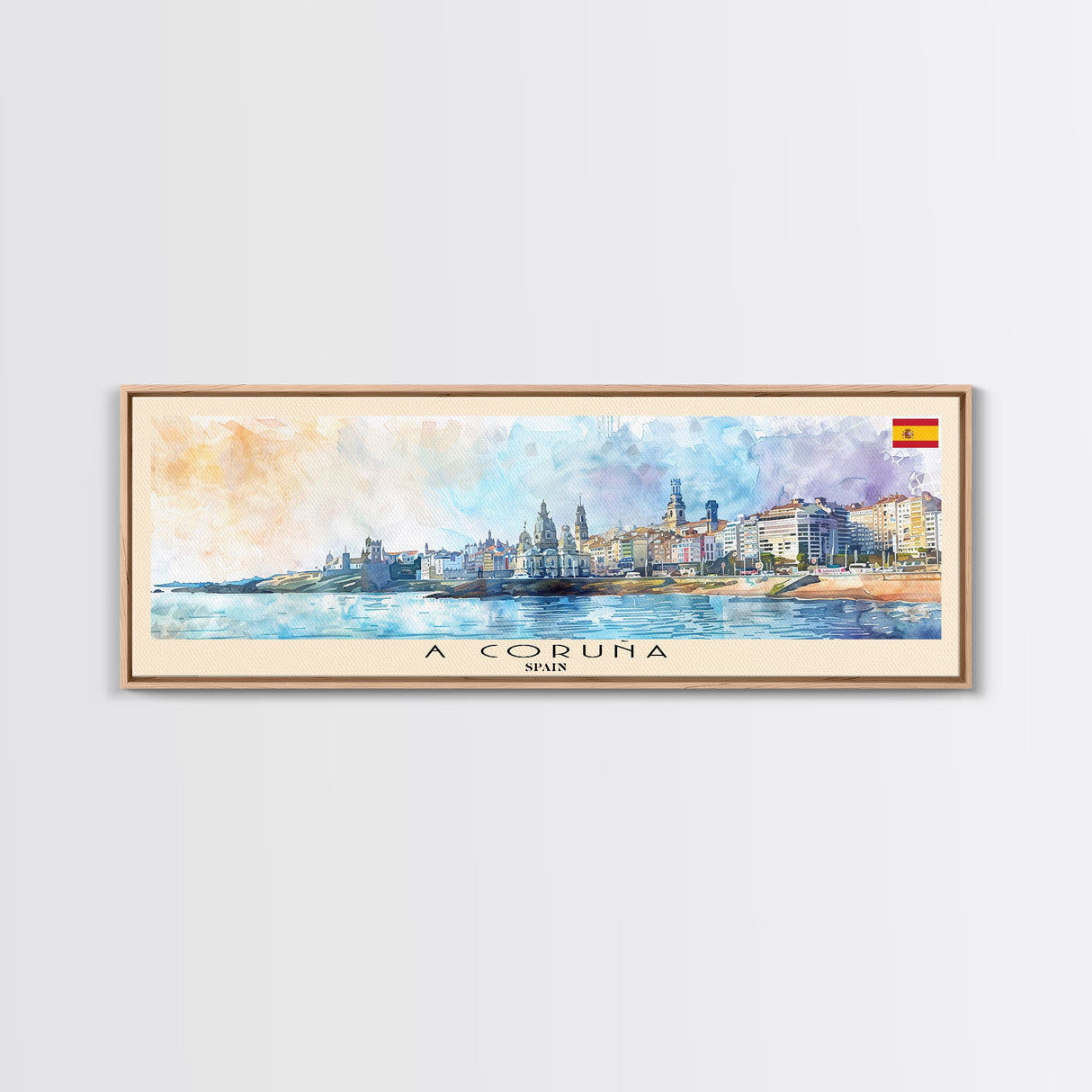 A Coruńa Spain Travel Art, City Art, Framed Canvas Print or Metal Wall Art, Europe Travel Poster, Panoramic Wall Art, Extra Wide Wall Art