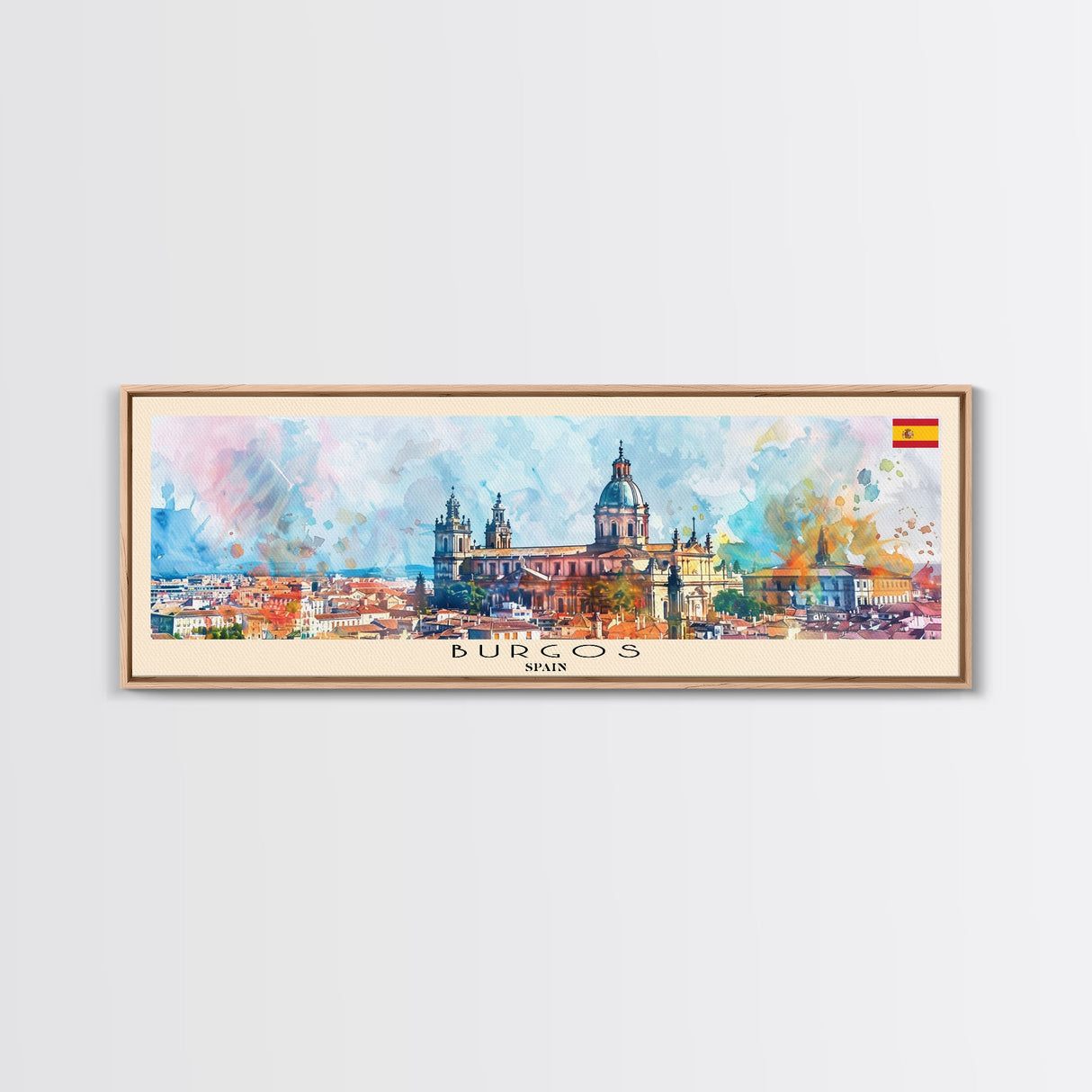 Burgos Spain Wall Art, Panoramic Travel Poster, Panoramic Framed Canvas Print, City Wall Art, Wall Hanging Home Decor, Travel Art