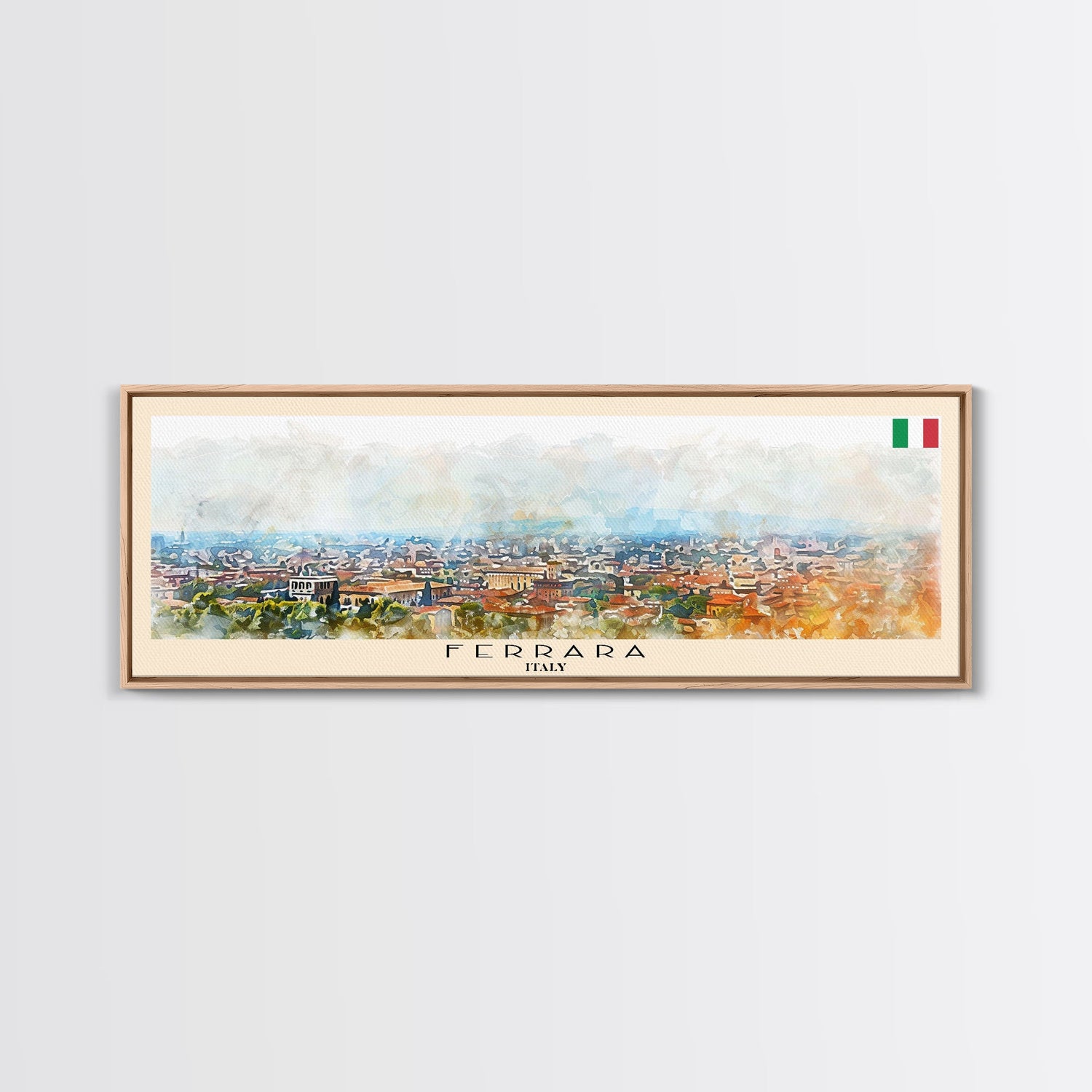 Ferrara Italy Travel Art, City Art, Framed Canvas Print or Metal Wall Art, Europe Travel Poster, Panoramic Wall Art, Extra Wide Wall Art