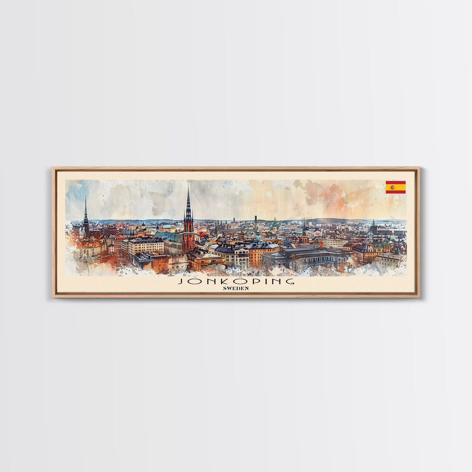 Jonkoping Sweden Travel Print Wall Art, Panoramic City Art, Travel Art, Wall Decor, Vacation Gift, Framed Canvas Print Or Metal Art