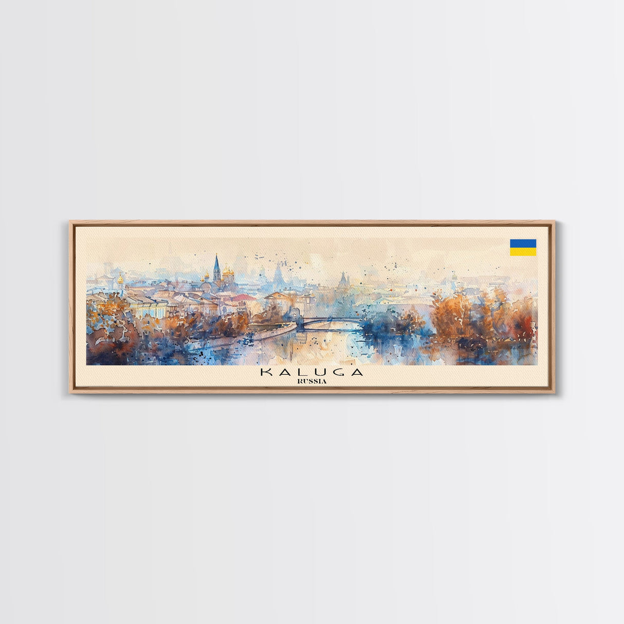 Kaluga Russia Panoramic Travel Poster, Framed Canvas Print or Metal Wall Art, Travel Art, Home Decor, Panoramic Painting, Midcentury Art