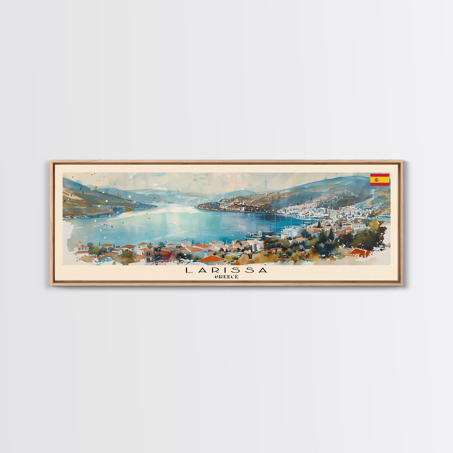 Larissa Greece Wall Art, Panoramic Travel Poster, Panoramic Framed Canvas Print, City Wall Art, Wall Hanging Home Decor, Travel Art