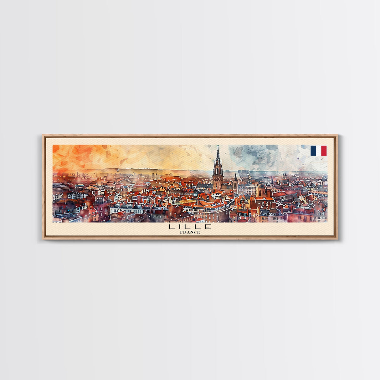 Lille France Wall Art, Panoramic Travel Poster, Panoramic Framed Canvas Print, City Wall Art, Wall Hanging Home Decor, Travel Art