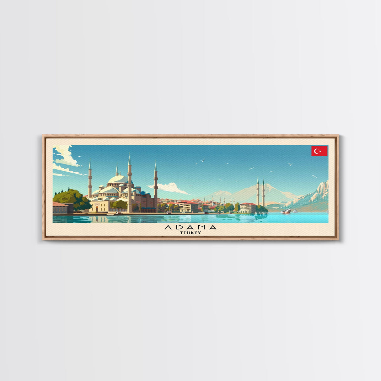Adana Turkey Travel Art, City Art, Framed Canvas Print or Metal Wall Art, Europe Travel Poster, Panoramic Wall Art, Extra Wide Wall Art