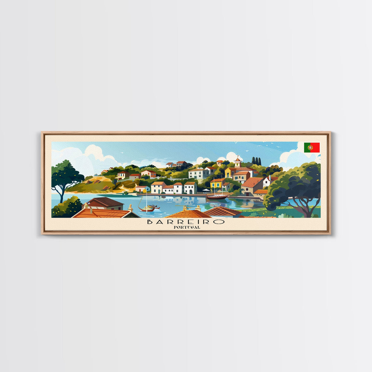 Barreiro Portugal Travel Print Wall Art, Panoramic City Art, Travel Art, Wall Decor, Vacation Gift, Framed Canvas Print Or Metal Art