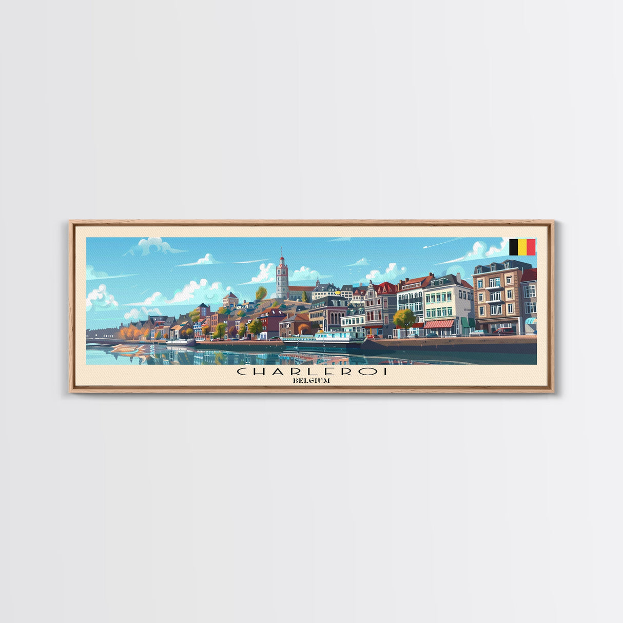 Charleroi Belgium Travel Print Wall Art, Panoramic City Art, Travel Art, Wall Decor, Vacation Gift, Framed Canvas Print Or Metal Art