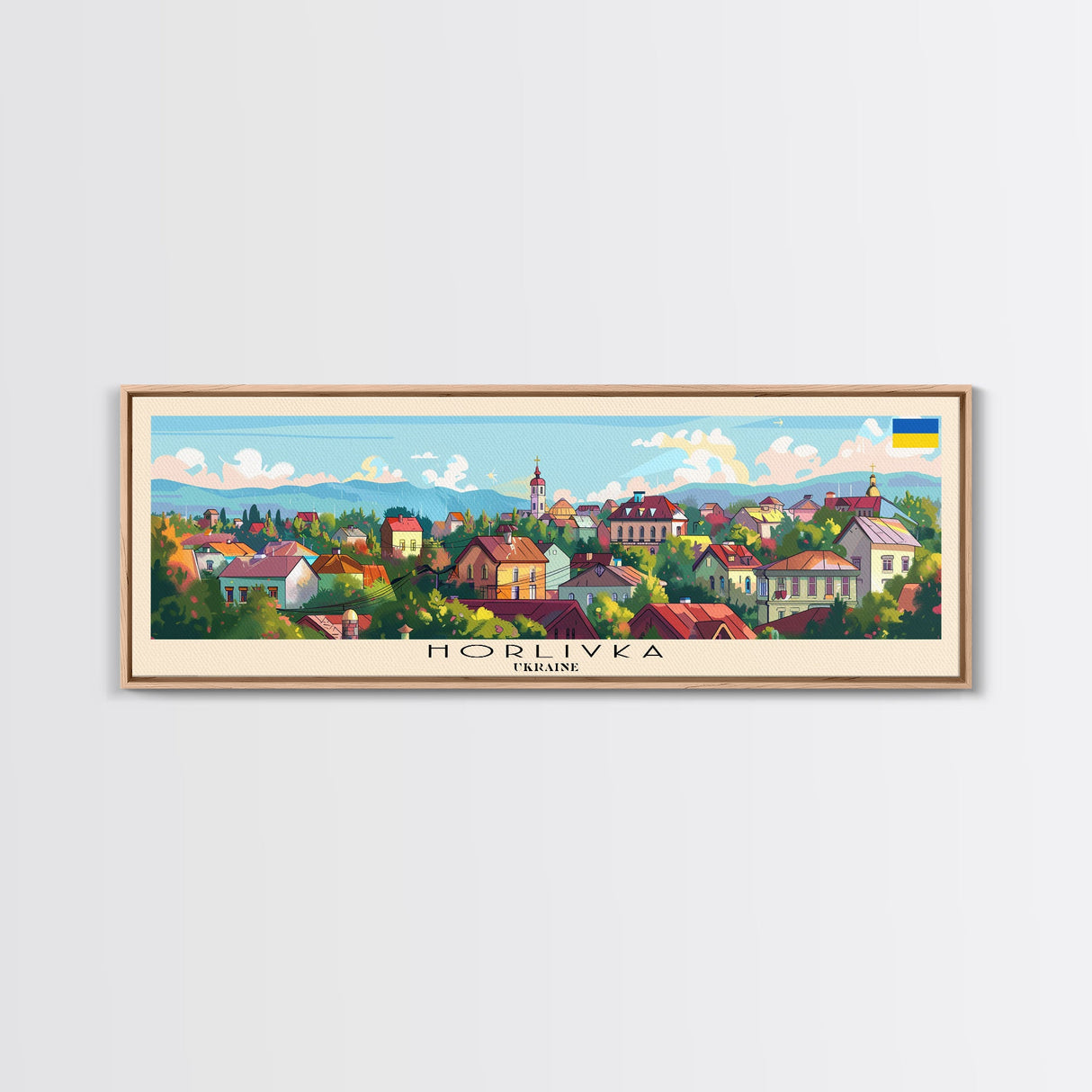 Horlivka Ukraine Wall Art, Panoramic Travel Poster, Panoramic Framed Canvas Print, City Wall Art, Wall Hanging Home Decor, Travel Art