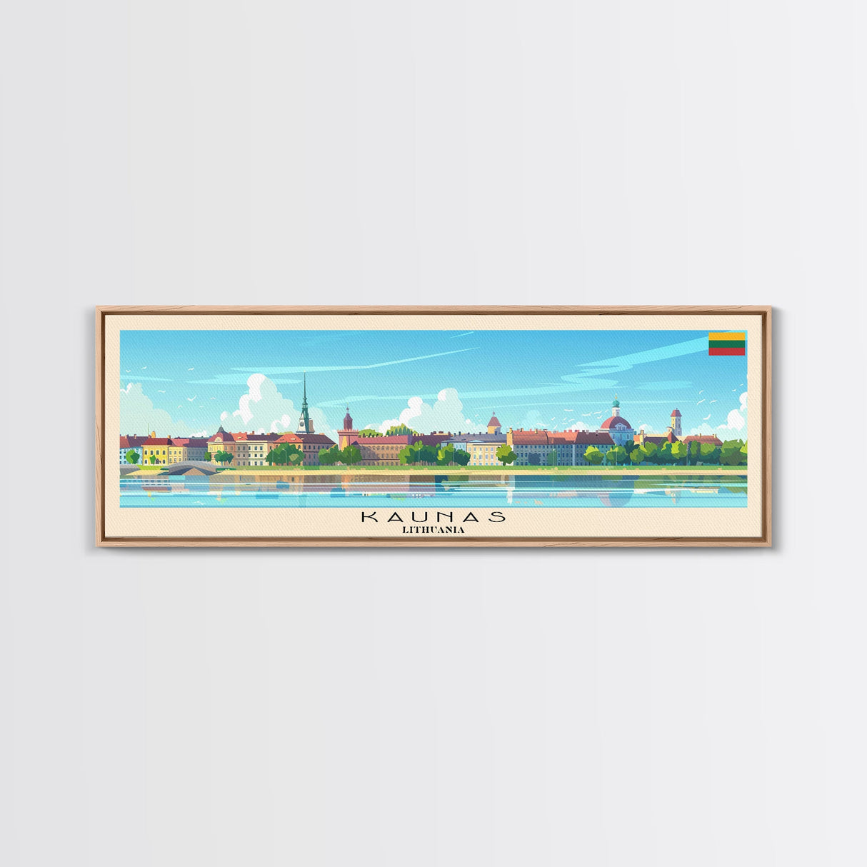 Kaunas Lithuania Travel Print Wall Art, Panoramic City Art, Travel Art, Wall Decor, Vacation Gift, Framed Canvas Print Or Metal Art