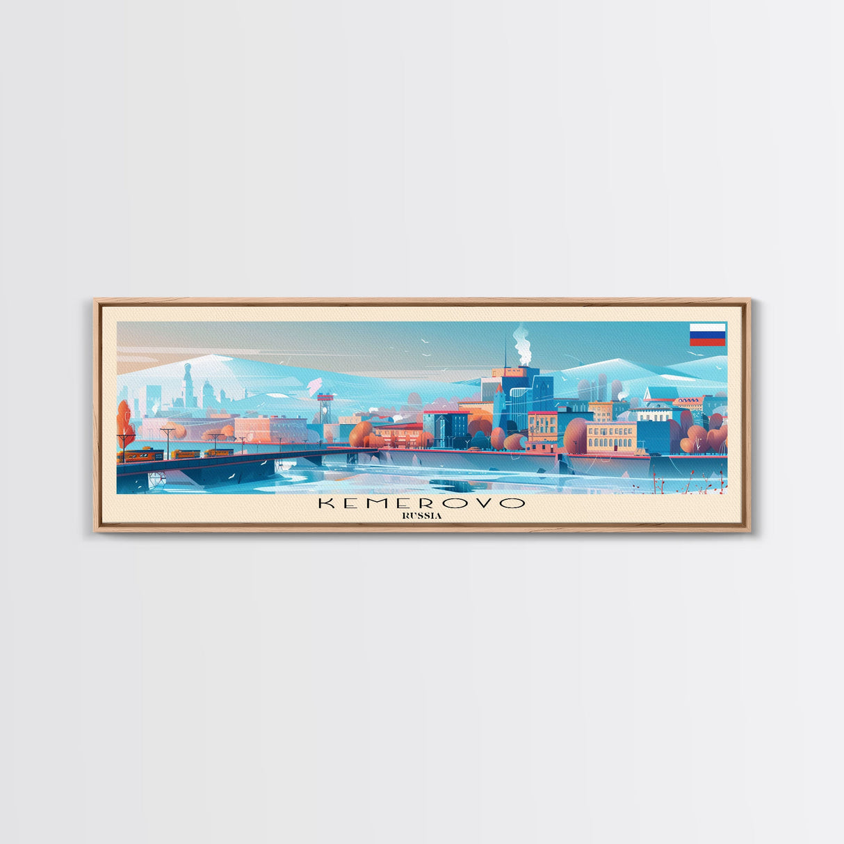 Kemerovo Russia Travel Print Wall Art, Panoramic City Art, Travel Art, Wall Decor, Vacation Gift, Framed Canvas Print Or Metal Art