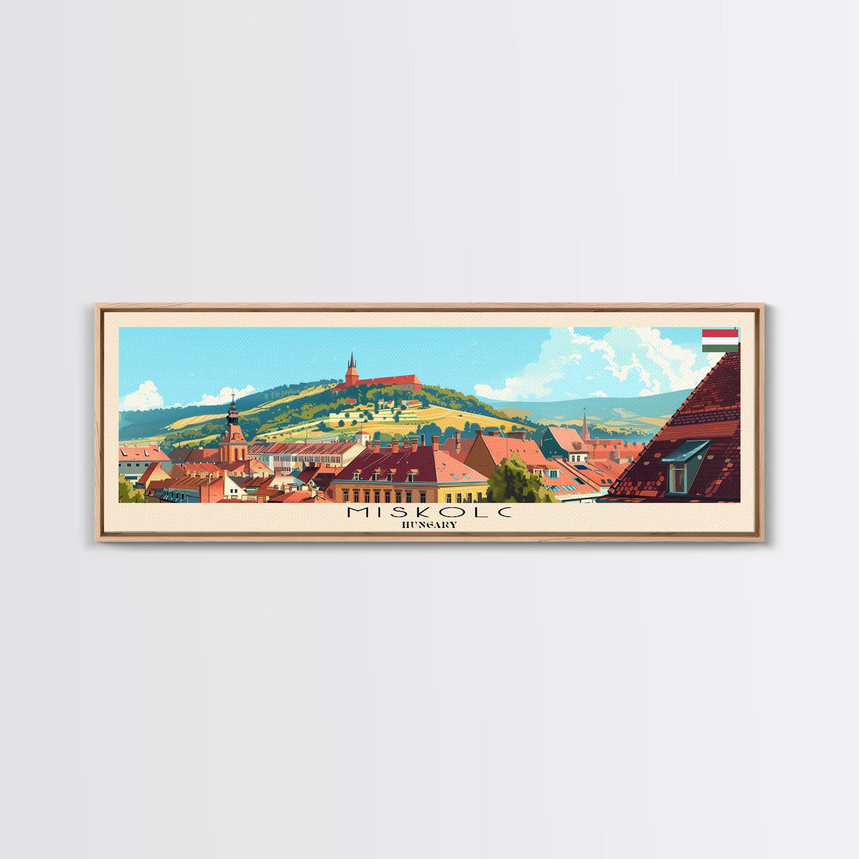 Miskolc Hungary Wall Art, Panoramic Travel Poster, Panoramic Framed Canvas Print, City Wall Art, Wall Hanging Home Decor, Travel Art