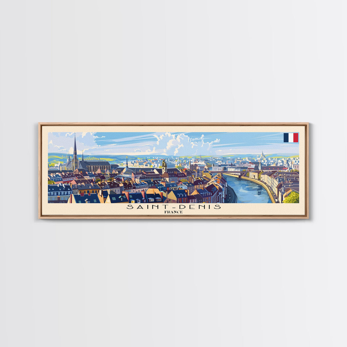 Saint Denis France Wall Art, Panoramic Travel Poster, Panoramic Framed Canvas Print, City Wall Art, Wall Hanging Home Decor, Travel Art