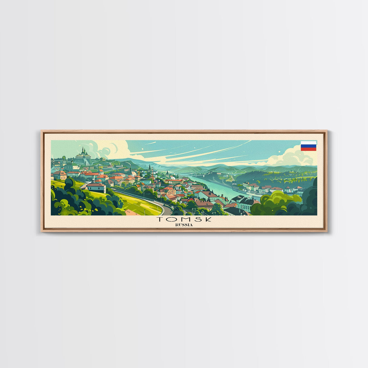 Tomsk Russia Wall Art, Panoramic Travel Poster, Panoramic Framed Canvas Print, City Wall Art, Wall Hanging Home Decor, Travel Art