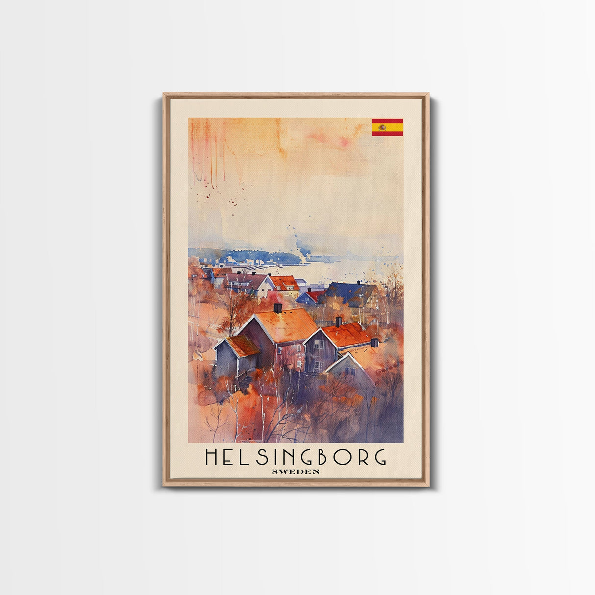 Helsingborg Sweden Coastal Town Art, Framed Canvas Wall Art, Home Decor, Living Room Art, Scandinavian Poster, Wall Decor, Travel Poster Art