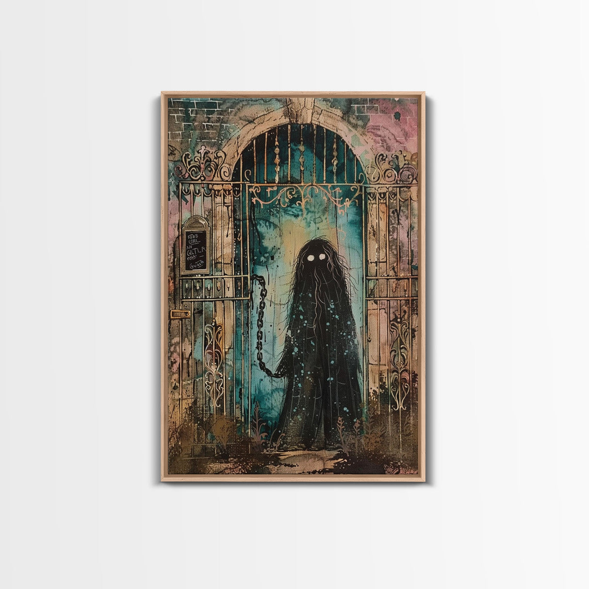 Halloween Creepy Doll, Framed Canvas Print, Wall Art, Spooky Decor, Halloween Decoration, Living Room Art, Unique Gift