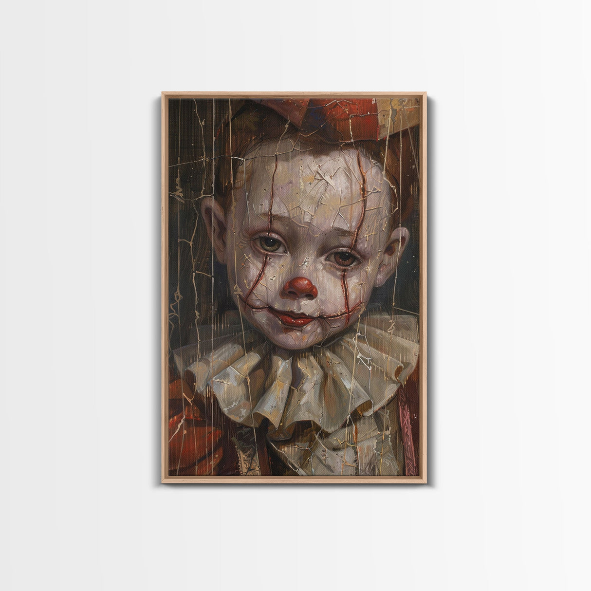 Haunting Clown with Cracked Face - Spooky Halloween Art Print - Creepy Home Decor - Scary Clown Wall Art - Perfect Halloween Decoration
