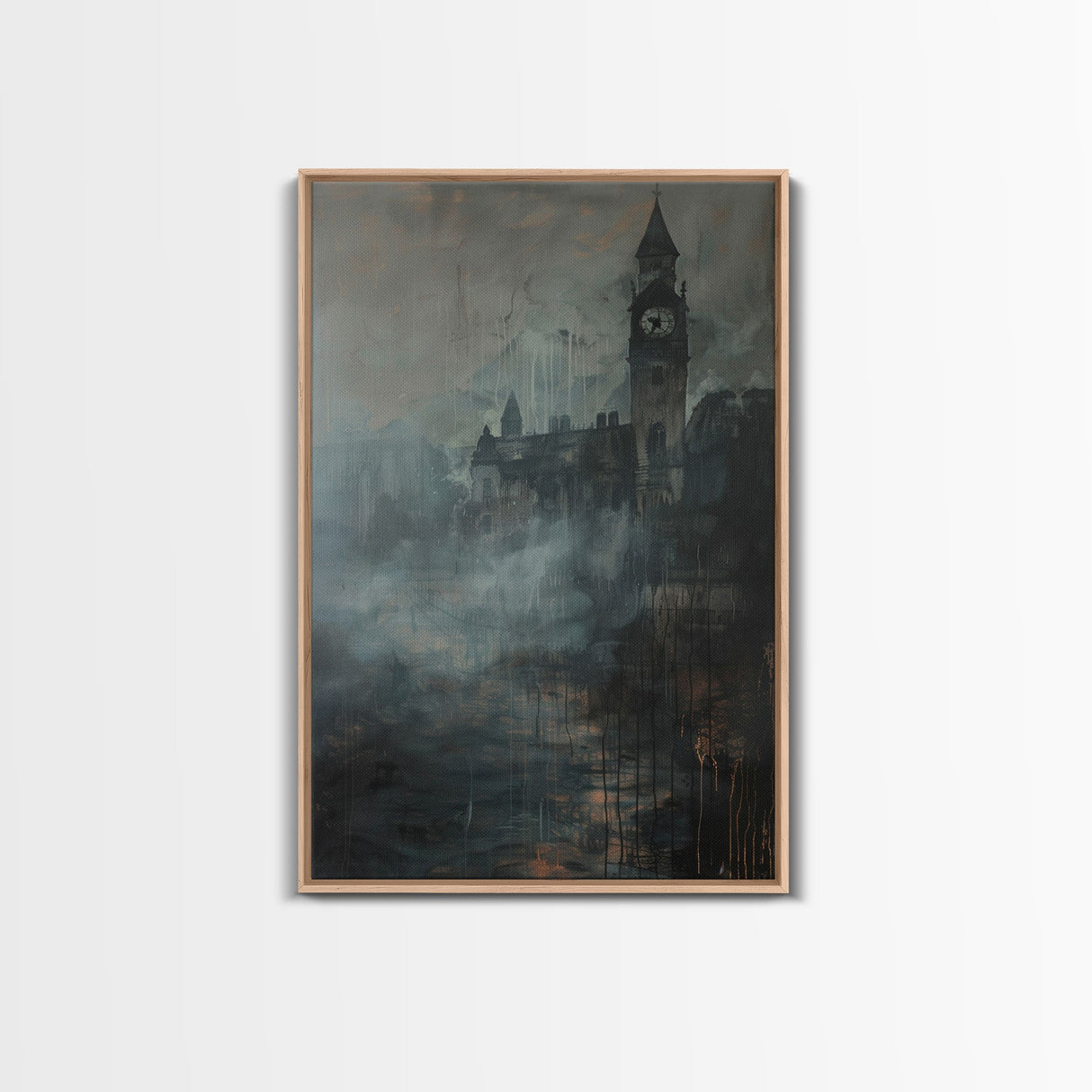 Haunted Gothic Castle, Halloween Art Print, Spooky Home Decor, Framed Canvas Print, Creepy Art, Halloween Wall Decor, Seasonal Wall Art