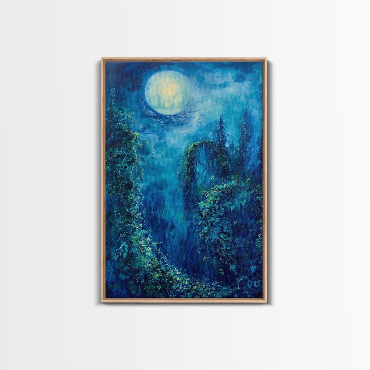 Moonlit Forest Path, Halloween Art, Spooky Wall Decor, Framed Canvas Print, Creepy Art, Halloween Wall Decor, Seasonal Wall Art