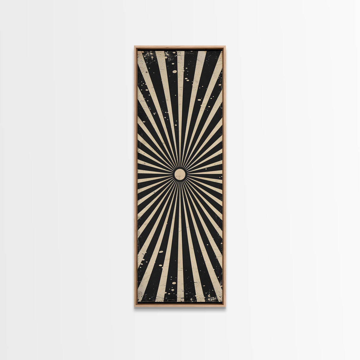 Black and White Sun Burst Art Deco Inspired Framed Canvas Print, Wall Art, Office or Mancave Wall Art
