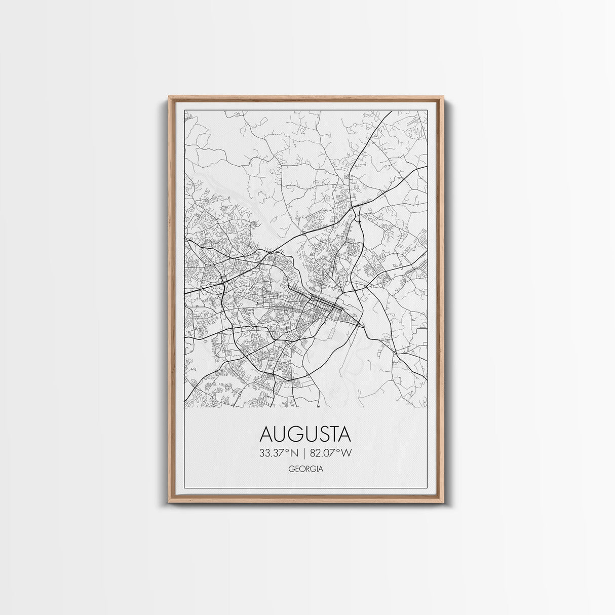 Augusta Street Map, Georgia Map, City Map Art, Dorm Wall Art, Adventure Wall Art, Minimalist Art, Wall Art, Canvas Print, Canvas Wall Art