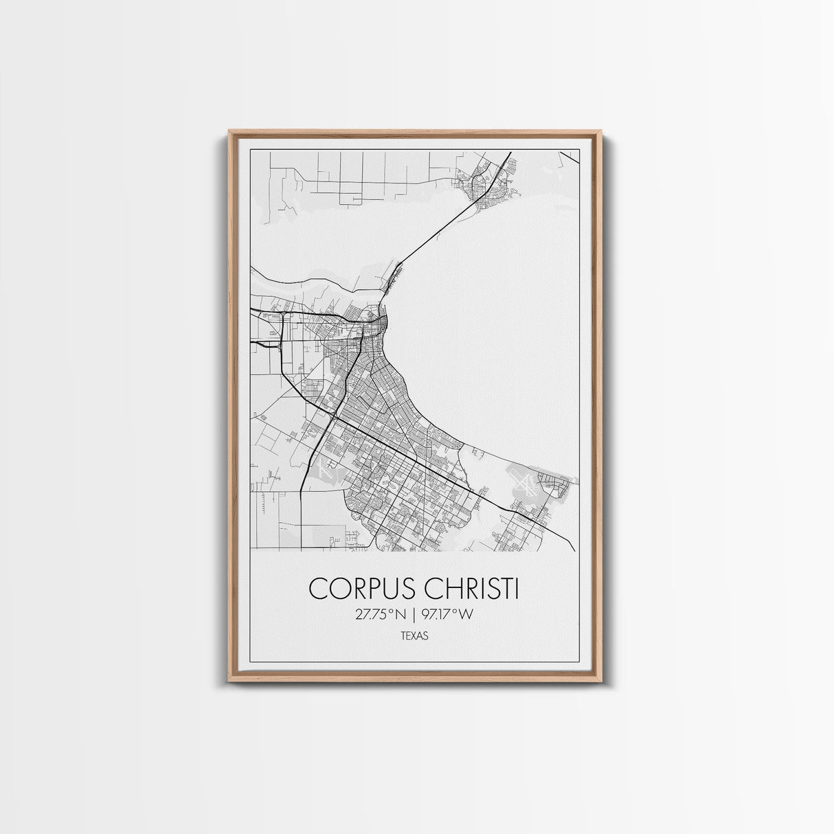 Corpus Christi Street Map, Texas Map, City Map Art, Minimalist Art, Wall Art, Canvas Print, Travel Wall Décor, Gift For Dad, Office Décor