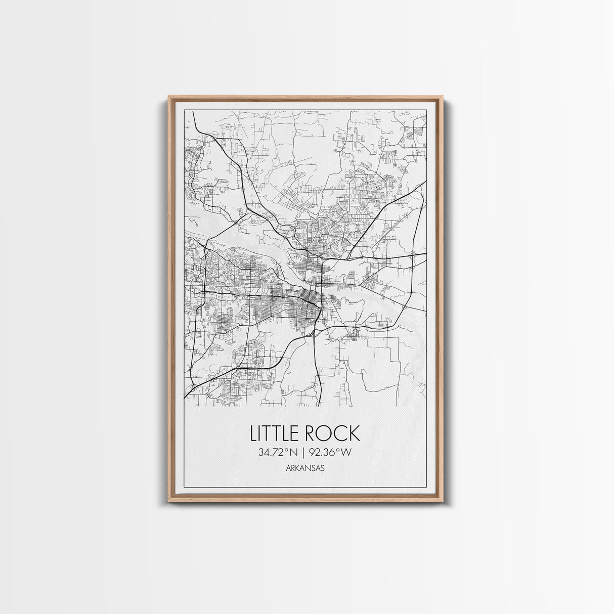 Little Rock Street Map, Arkansas Map, City Map Art, Modern Wall Art, Wall Art, Canvas Print, Travel Lover Gift, Kids Wall Art, Travel Art