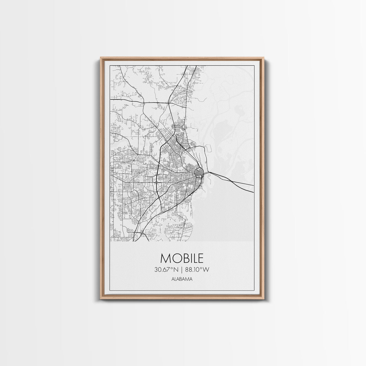 Mobile Street Map, Alabama Map, City Map Art, Modern Art, Wall Art, Canvas Print, Farmhouse Bedroom Art, Mother In Law Gift, Travel Art