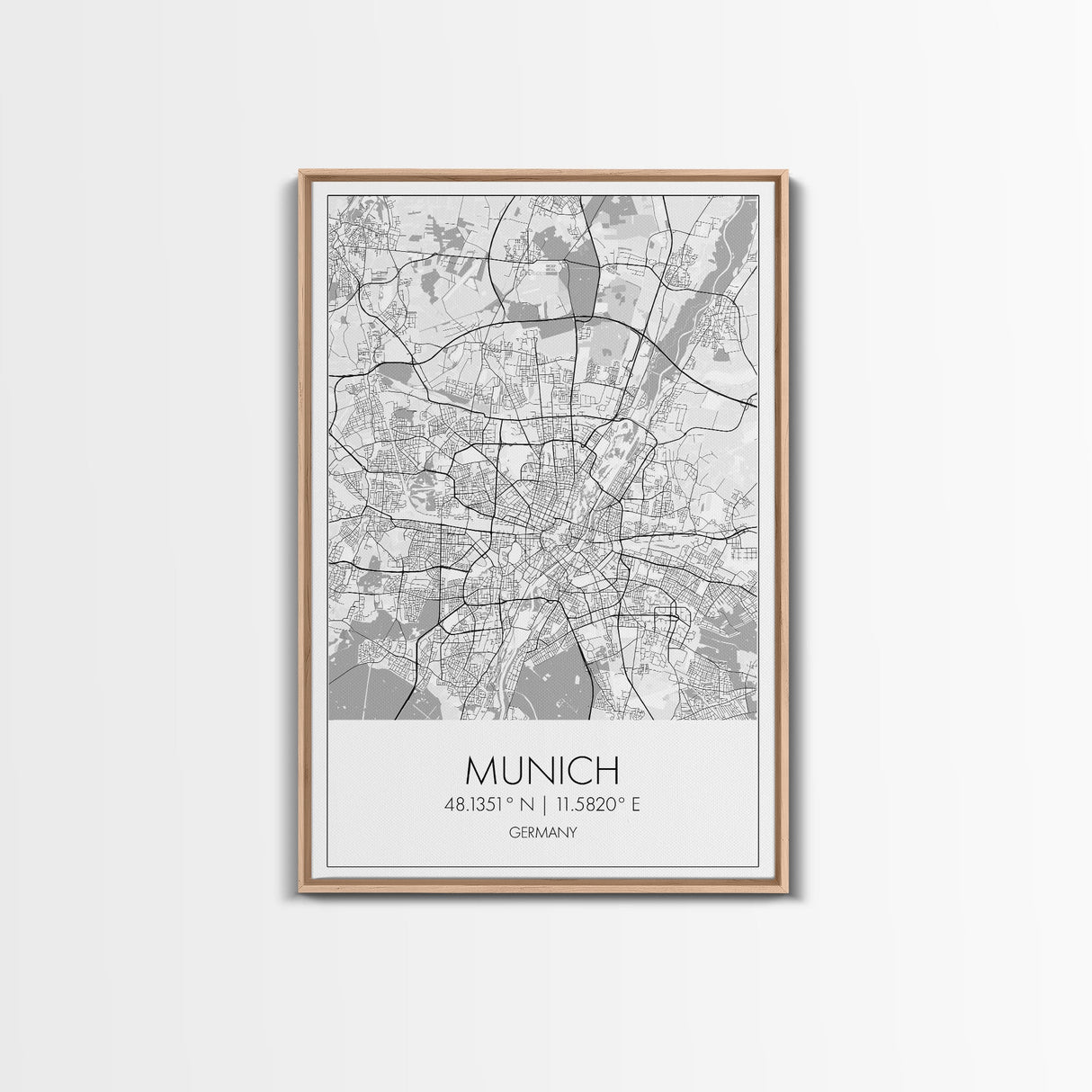 Munich Street Map, Germany Map, Europe City Map Art, Modern Art, Wall Art, Canvas Print, Dorm Wall Décor, Holiday Gift, Travel Wall Print