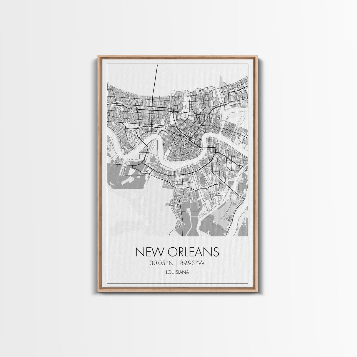 New Orleans Street Map, Louisiana Map, City Map Art, Modern Art, Wall Art, Canvas Print, Above Bed Art, Gift For Travelers, Travel Wall Art