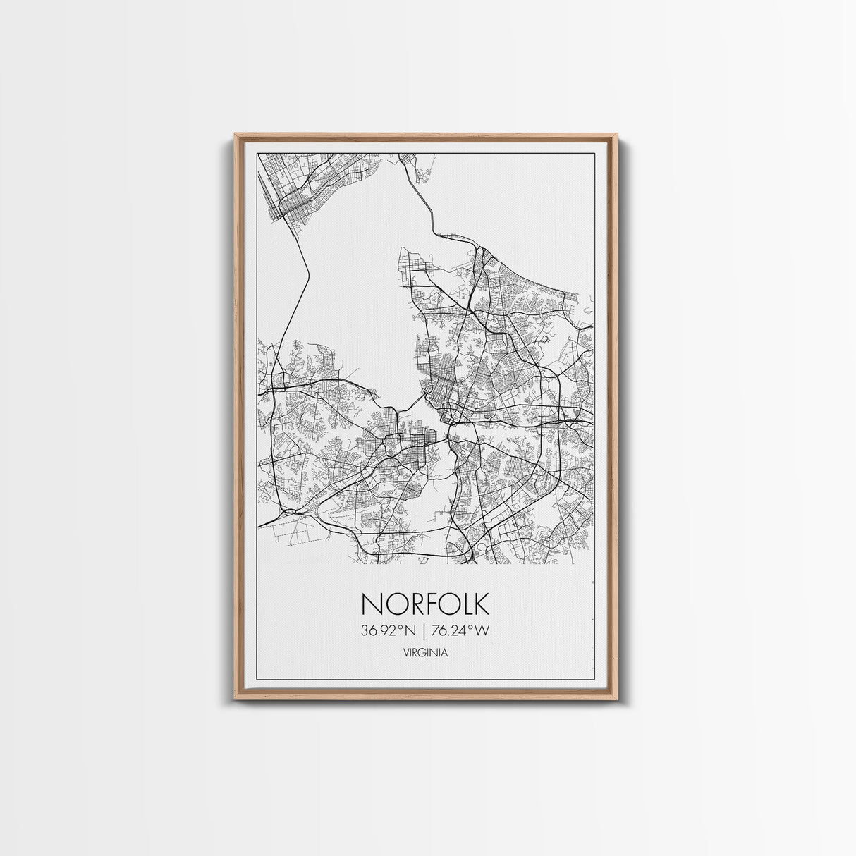Norfolk Street Map, Virginia Map, City Map Art, Modern Art, Wall Art, Canvas Print, Bedroom Décor, College Student Gift, Travel Print