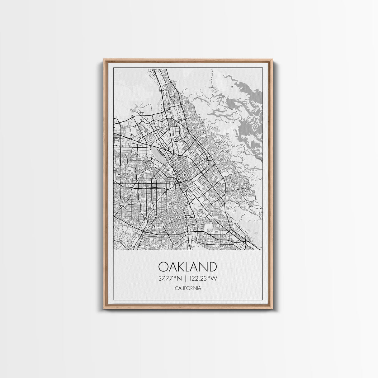 Oakland Street Map, California Map, City Map Art, Modern Art, Wall Art, Canvas Print, Living Room Art, Gift For Her, Adventure Wall Art