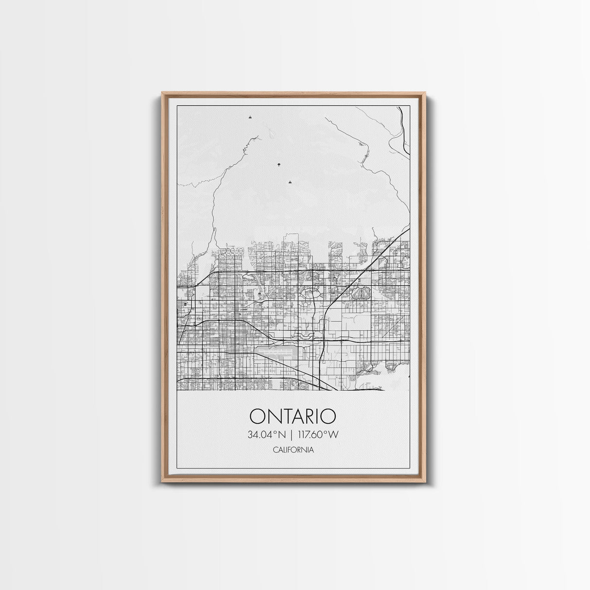 Ontario Street Map, California Map, City Map Art, Modern Art, Wall Art, Canvas Print, Bedroom Prints, Birthday Gift, Travel Wall Décor