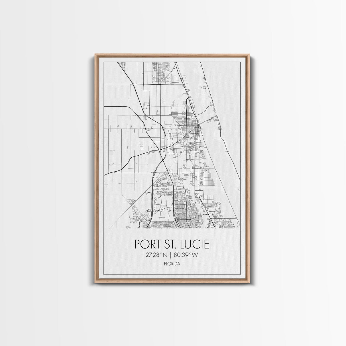 Port St Lucie Street Map, Florida Map, City Map Art, Minimalist Art, Wall Art, Canvas Print, Friend Gift, Black And White Art, Travel Décor
