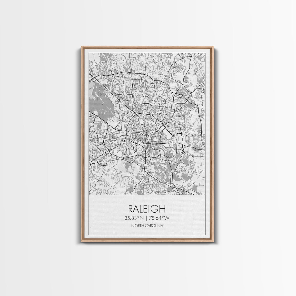 Raleigh Street Map, North Carolina Map, City Map Art, Minimalist Art, Wall Art, Canvas Print, Travel Lover Gift, Bedroom Wall Art