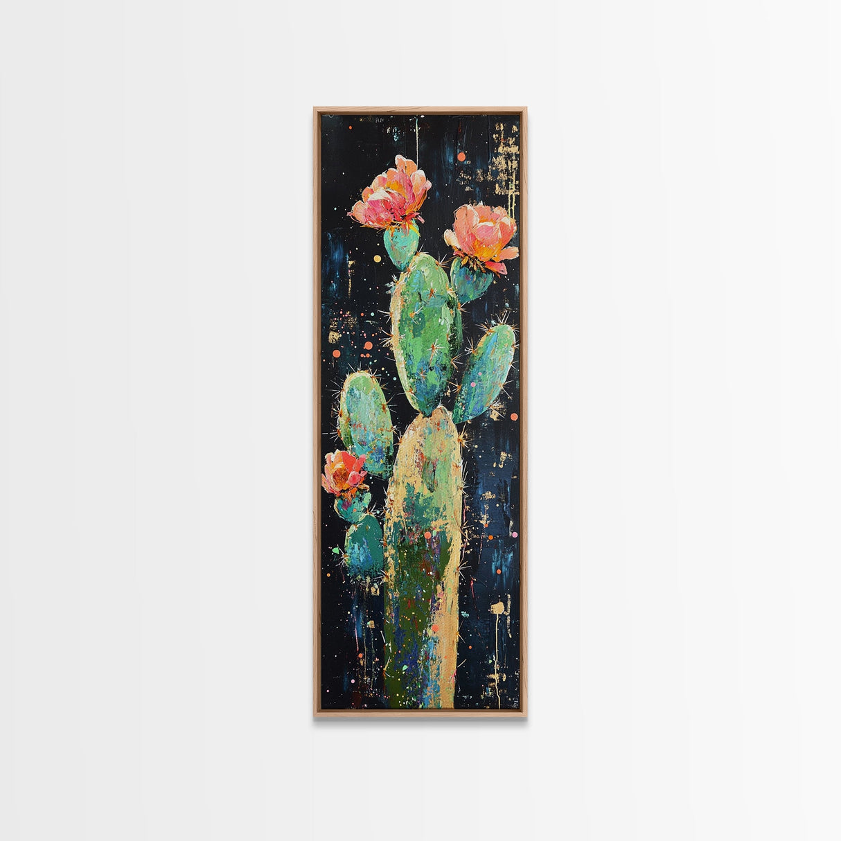 Blooming Cactus Canvas Print pink orange wall art southwest wall art agave painting boho art botanical prints