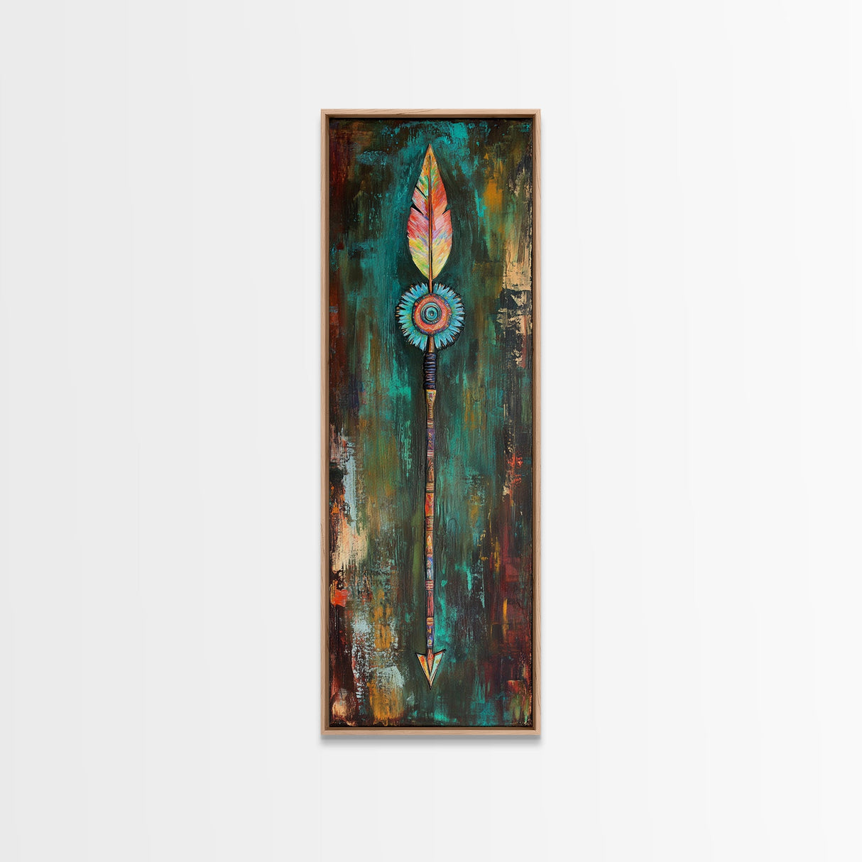 Tribal Arrow Art Canvas Print Southwest Wall Art Boho Decor Tall Narrow Art Rustic Wall Art Above Bed Wall Art