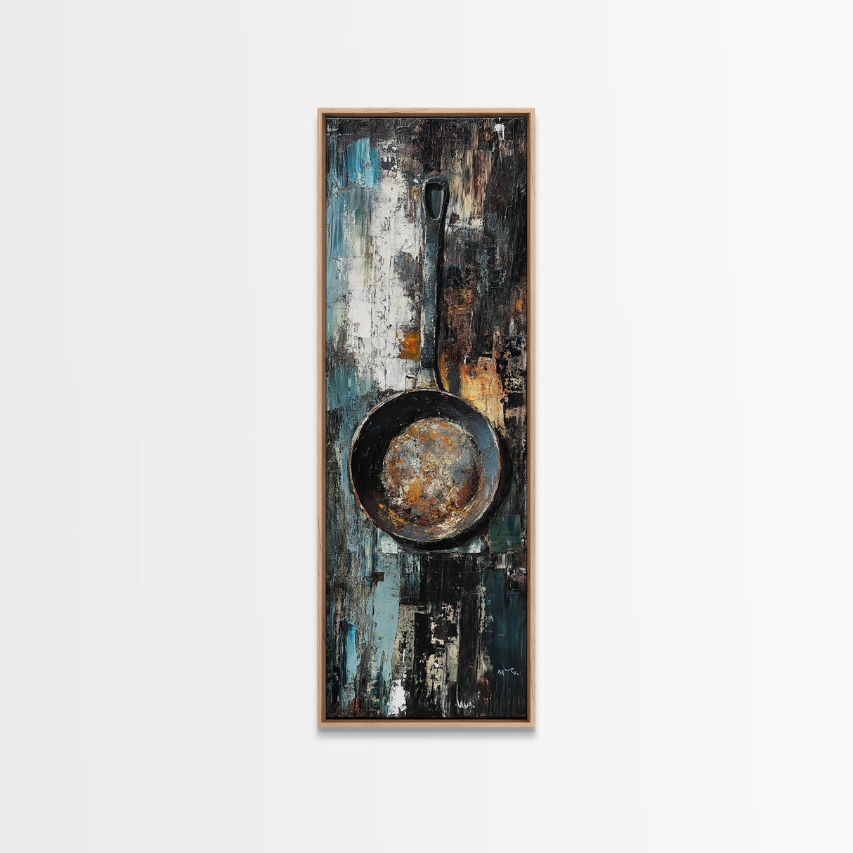 Rustic Frying Pan Art Framed Canvas Print Kitchen Wall Art Food Review Kitchen Art Rustic Decor Moody Art Wabi Sabi Wall Art