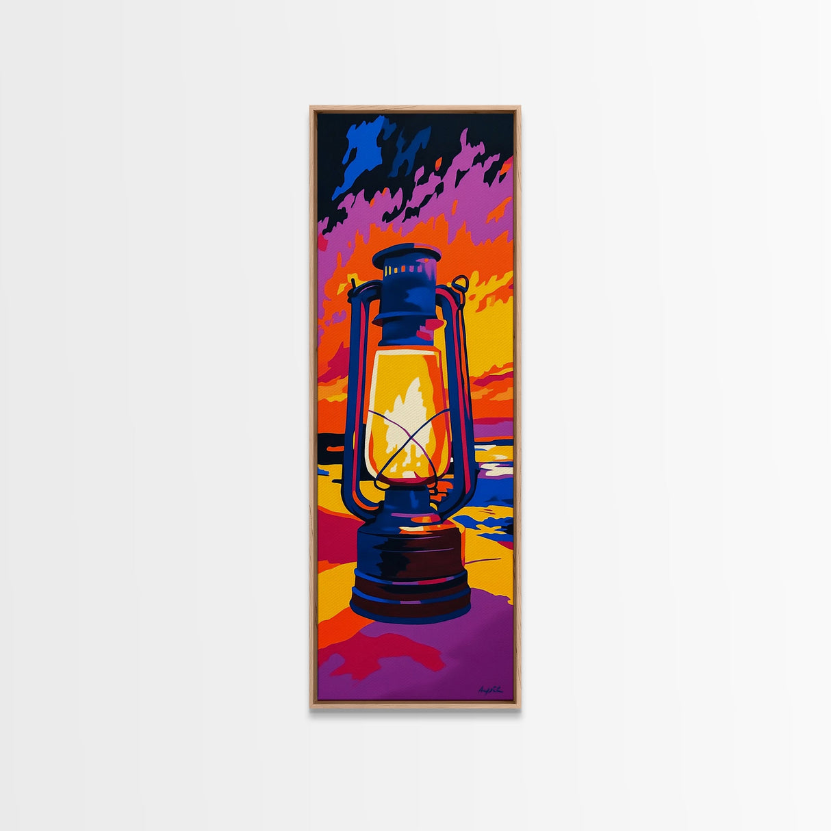 Vibrant Lantern Painting Framed Canvas Print Moody Art Rustic Decor Southwest Wall Art Living Room Art Colorful Wall Art