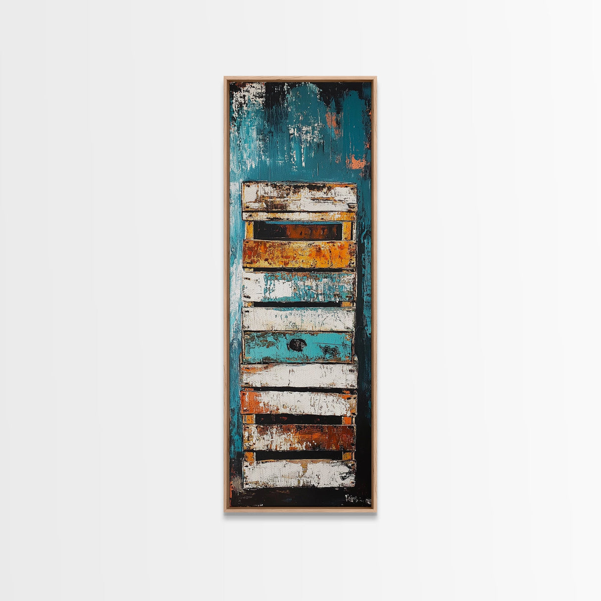 Weathered Wooden Door Rustic Decor Framed Canvas Print Wabi Sabi Art Farmhouse Art Long Narrow Wall Art Above Couch Art