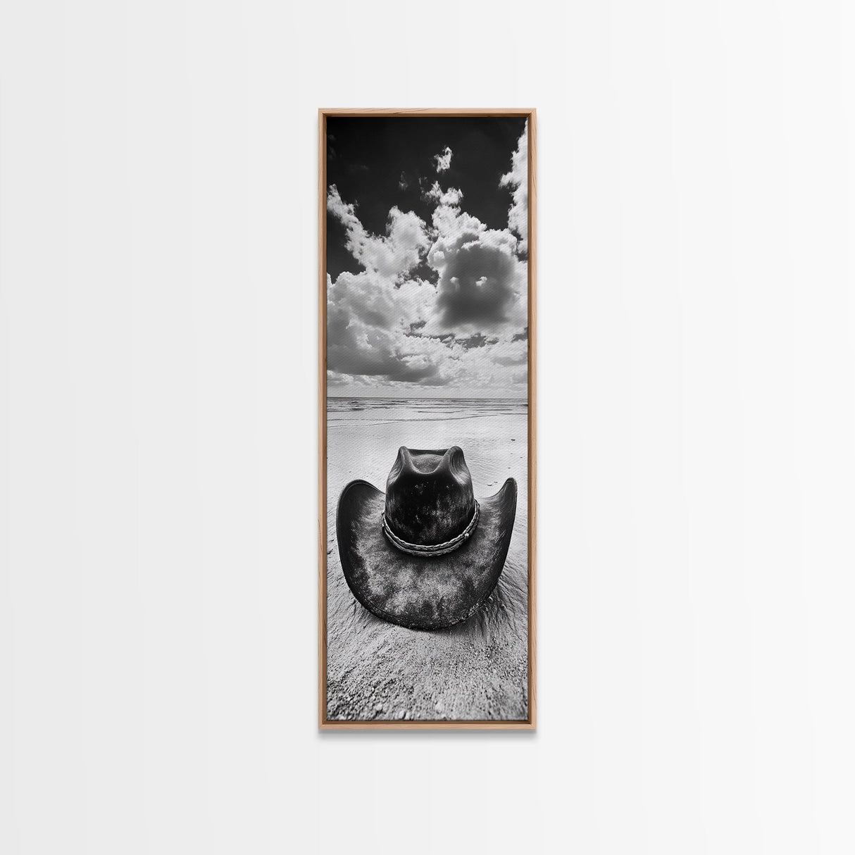 Weathered Cowboy Hat, Coastal Cowgirl Wall Art, Framed Canvas Print, Rustic Décor, Boho Art, Minimalist Art, Nautical Wall Art